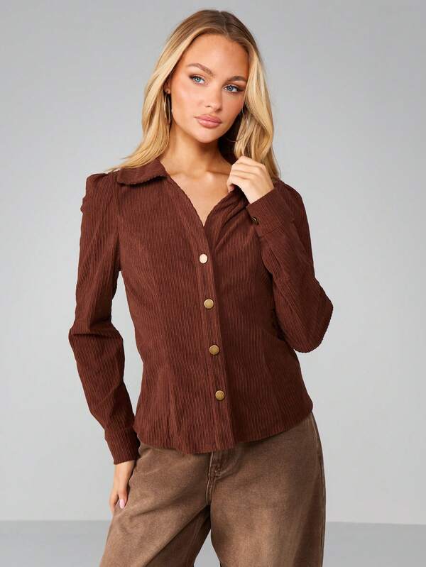 missguided MISSGUIDED Ribbed Button Up Cardigan With Gold Buttons