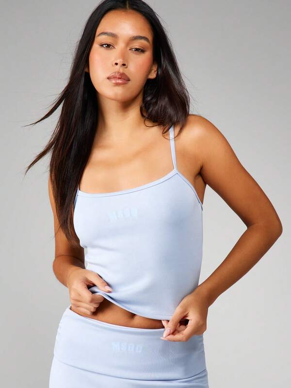 Missguided MISSGUIDED Ribbed Cami And Flare Pants Set