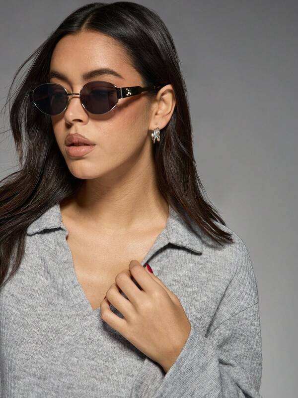 Missguided MISSGUIDED Ribbed Collared Crop V-Neck Pullover Sweater