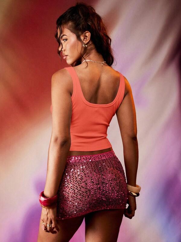 Missguided MISSGUIDED Ribbed Crop Tank Top With Crystal Starfish Embellishments