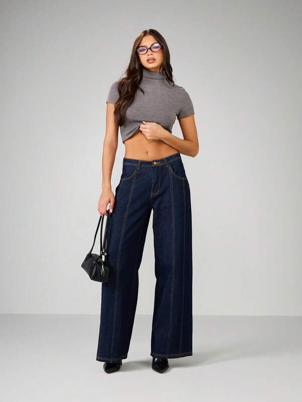 Missguided MISSGUIDED Ribbed High Neck Fitted Crop Top With Short Sleeves