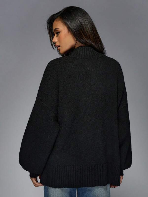 Missguided MISSGUIDED Ribbed High Neck Knit Cardigan