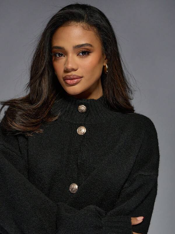 Missguided MISSGUIDED Ribbed High Neck Knit Cardigan