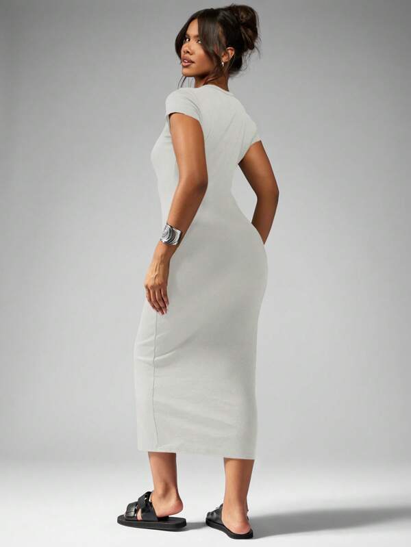 Missguided MISSGUIDED Ribbed Jersey Bodycon Fitted Long Dress