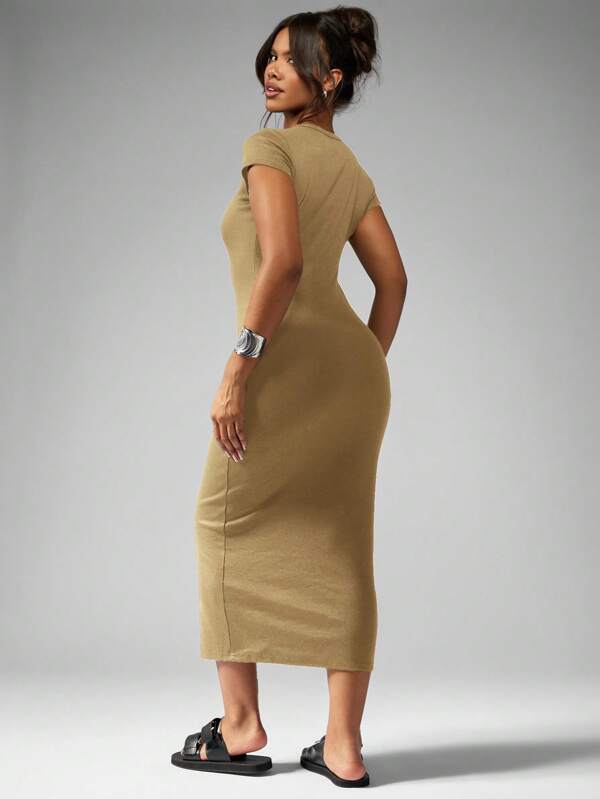 Missguided MISSGUIDED Ribbed Jersey Bodycon Midaxi T-Shirt Long Dresses