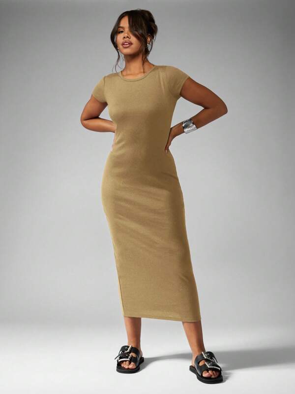 Missguided MISSGUIDED Ribbed Jersey Bodycon Midaxi T-Shirt Long Dresses