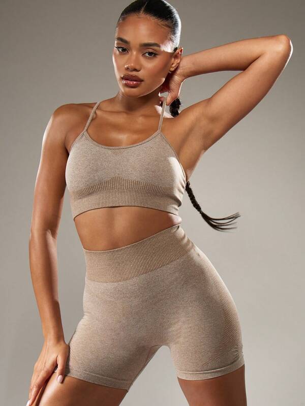 missguided MISSGUIDED Ribbed Knit Bralette Top And High Waist Shorts Set