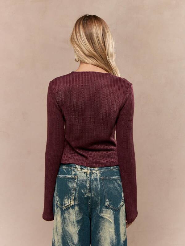 Missguided MISSGUIDED Ribbed Knit Button Front Cardigan With Long Sleeves