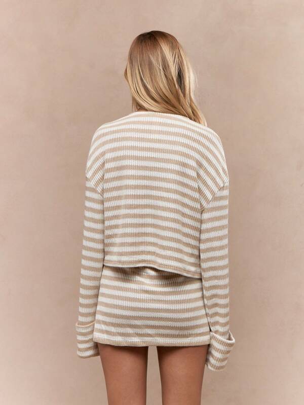 Missguided MISSGUIDED Ribbed Knit Cardigan And Mini Skirt Set