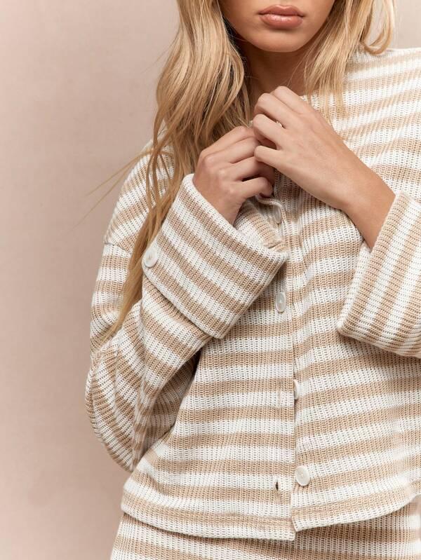 Missguided MISSGUIDED Ribbed Knit Cardigan And Mini Skirt Set