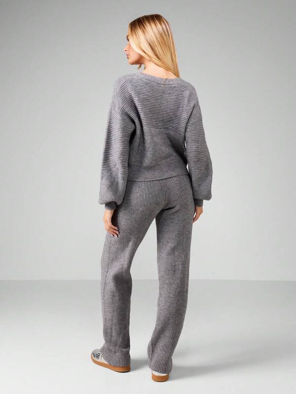 Missguided MISSGUIDED Ribbed Knit Cardigan With Matching Pants