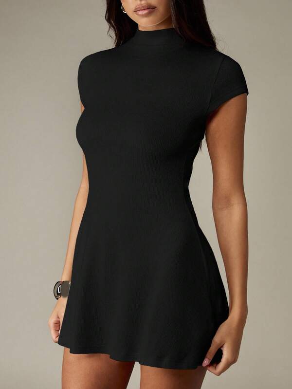 Missguided MISSGUIDED Ribbed Knit Crew Neck Mini Dress