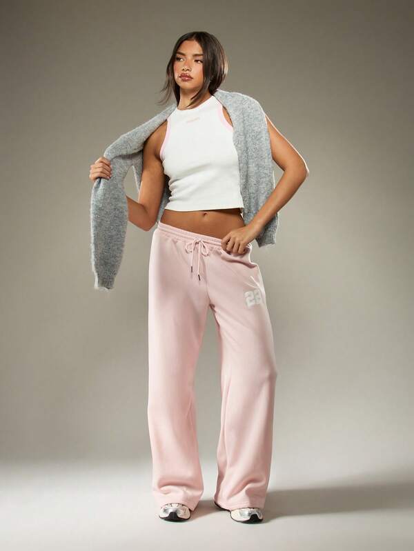 Missguided MISSGUIDED Ribbed Knit Crop Tank With Pink Trim