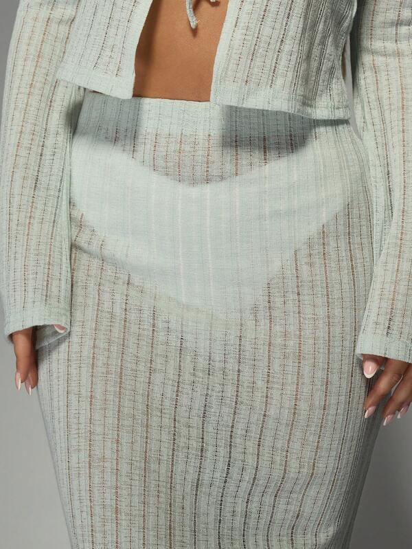 Missguided MISSGUIDED Ribbed Knit Crop Top Skirt Set Two-Piece Outfits