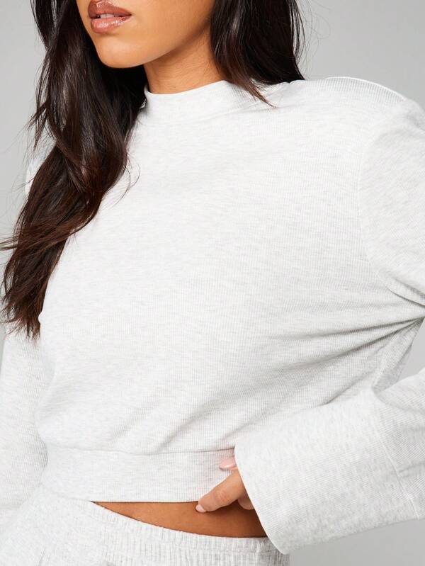 Missguided MISSGUIDED Ribbed Knit Long Sleeve Crew Neck Pullover