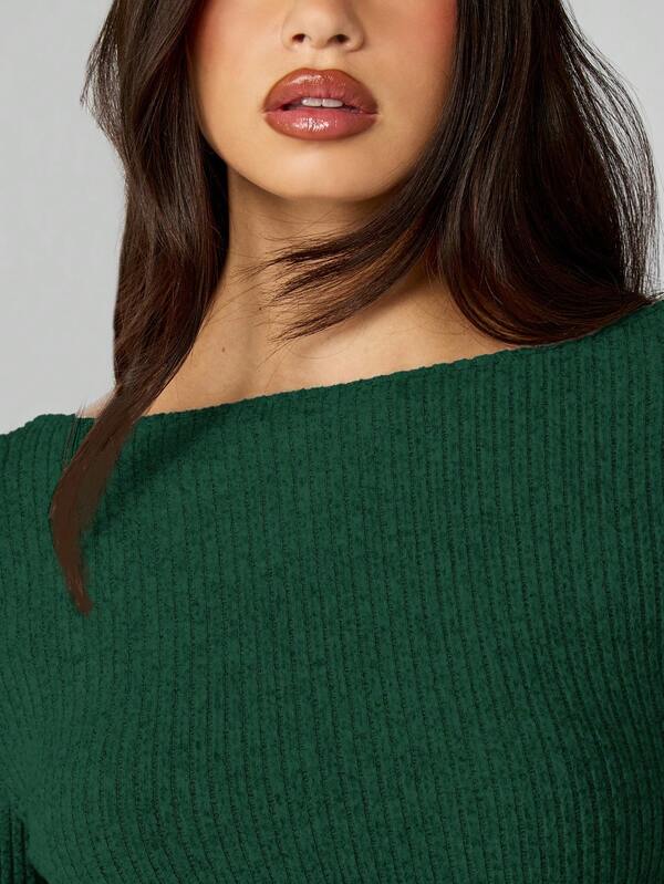 Missguided MISSGUIDED Ribbed Knit Long Sleeve Mini Dress