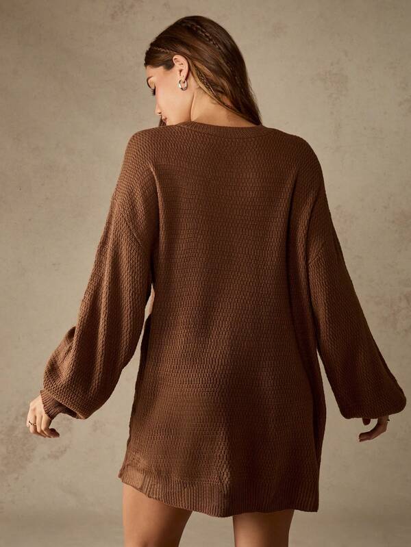 Missguided MISSGUIDED Ribbed Knit Mini Dress With Balloon Sleeves