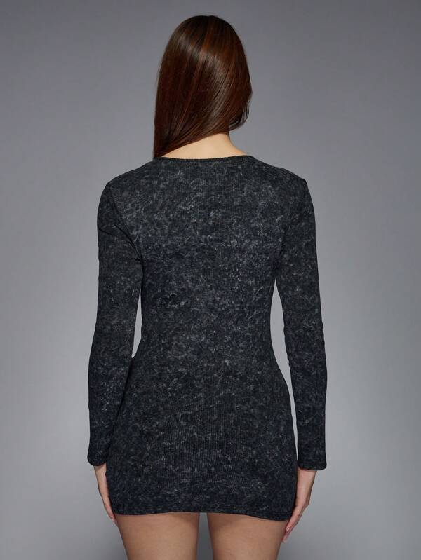 Missguided MISSGUIDED Ribbed Knit Mini Dress With Keyhole Front