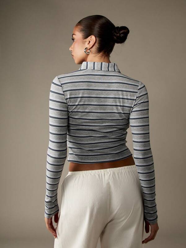 Missguided MISSGUIDED Ribbed Knit Zip Through Cardigan With Collar And Long Sleeves