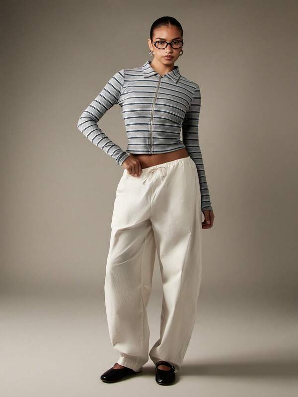 Missguided MISSGUIDED Ribbed Knit Zip Through Cardigan With Collar And Long Sleeves