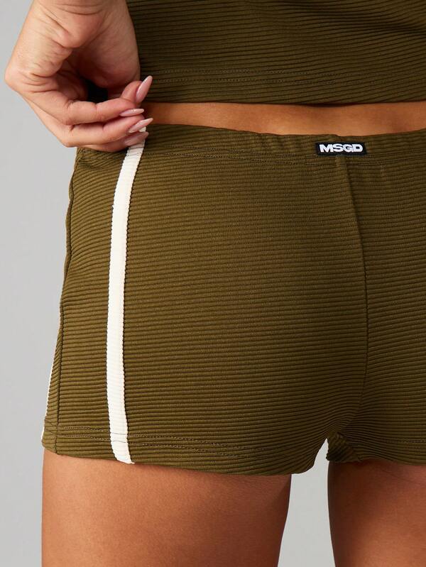 Missguided MISSGUIDED Ribbed Shorts With Side Stripe