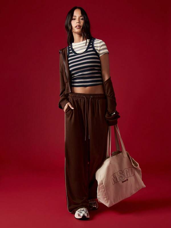 Missguided MISSGUIDED Ribbed Striped Tank Top With Layered T-Shirt