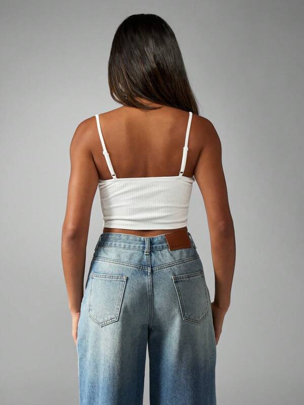 Missguided MISSGUIDED Ribbed Structured Corset Style Crop Tank Top