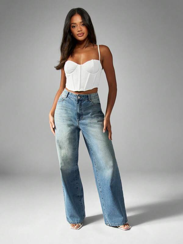 missguided MISSGUIDED Ribbed Structured Corset Style Crop Tank Top