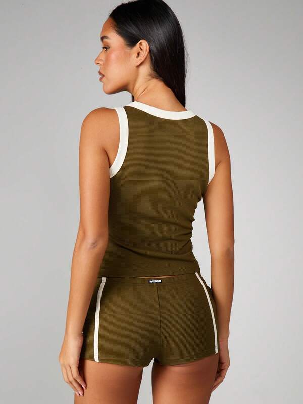Missguided MISSGUIDED Ribbed Tank With Contrast Binding
