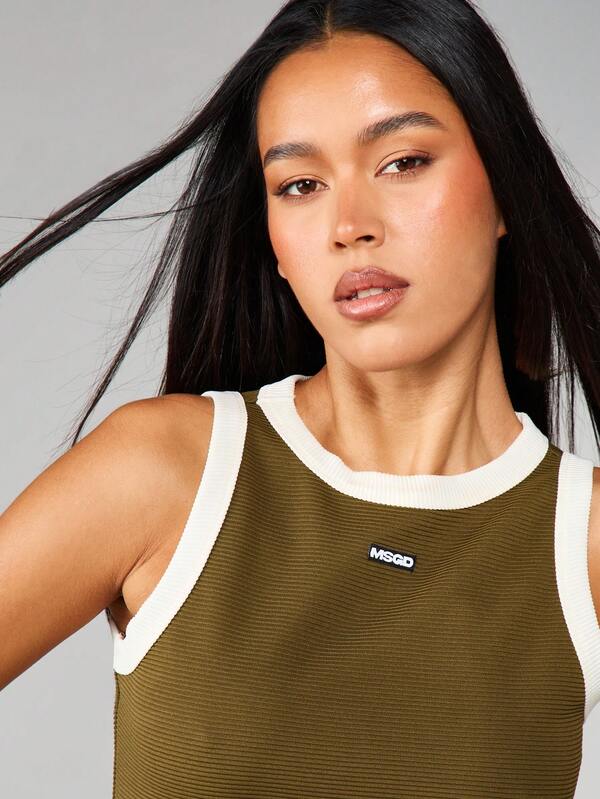 Missguided MISSGUIDED Ribbed Tank With Contrast Binding
