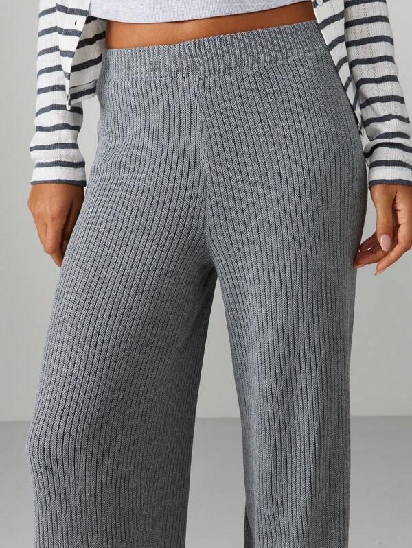 Missguided MISSGUIDED Ribbed Wide Leg Palazzo Pants