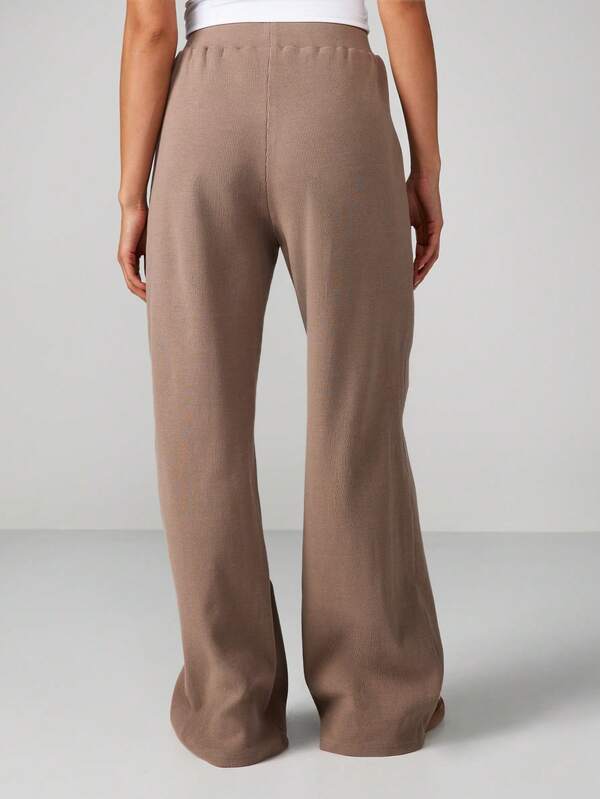 Missguided MISSGUIDED Ribbed Wide Leg Palazzo Pants
