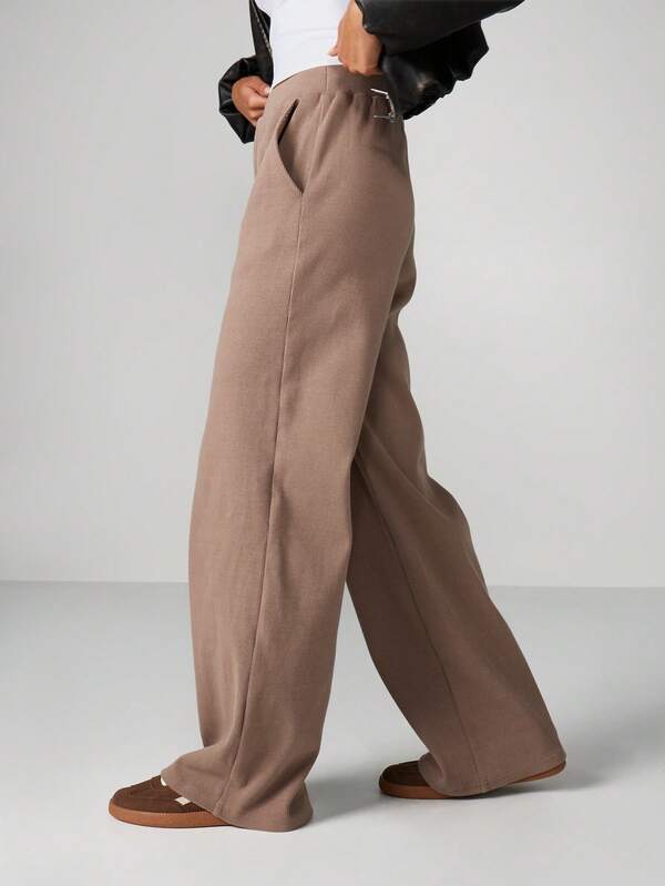 Missguided MISSGUIDED Ribbed Wide Leg Palazzo Pants