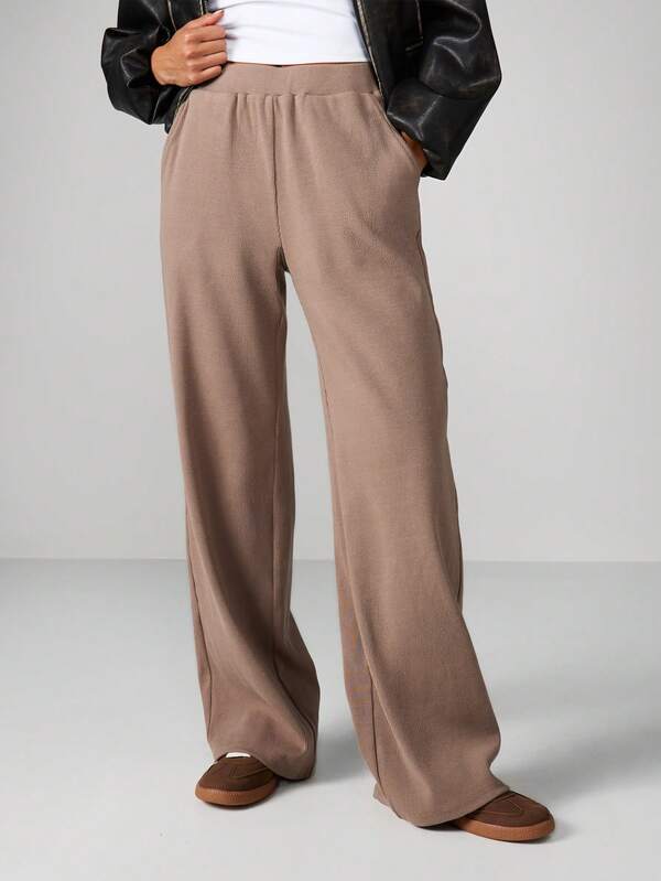 missguided MISSGUIDED Ribbed Wide Leg Palazzo Pants