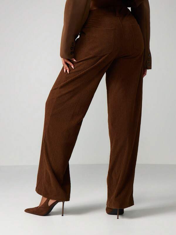 Missguided MISSGUIDED Ribbed Wide Leg Pants With Lace Up Detail