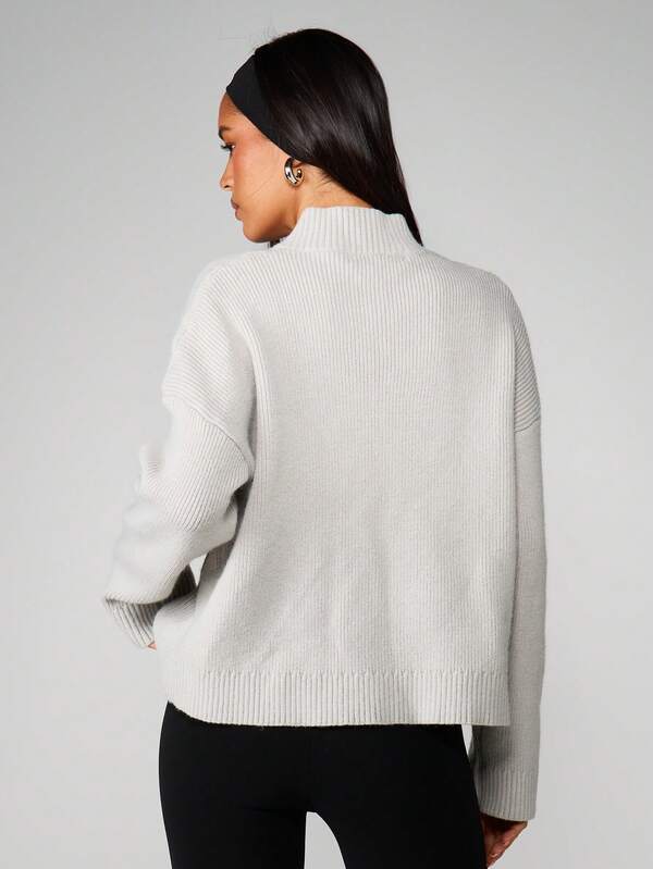 Missguided MISSGUIDED Ribbed Zip Cardigan With Stand Collar