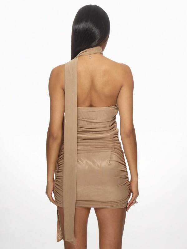 Missguided MISSGUIDED Ruched Bandeau Sleeveless Bodycon Mini Dress