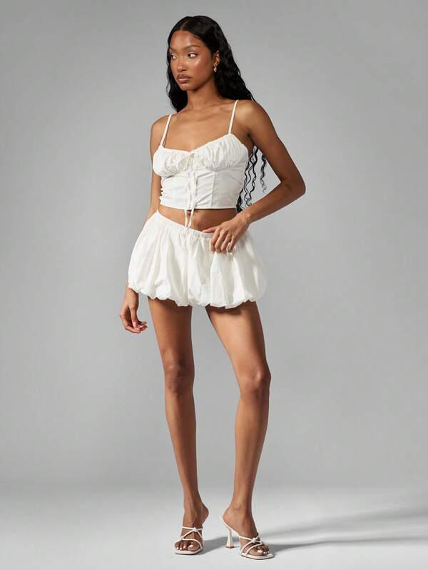 Missguided MISSGUIDED Ruched Bust Corset Style Cami Tank Top With Adjustable Straps