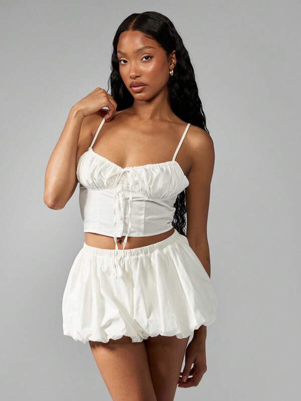 missguided MISSGUIDED Ruched Bust Corset Style Cami Tank Top With Adjustable Straps