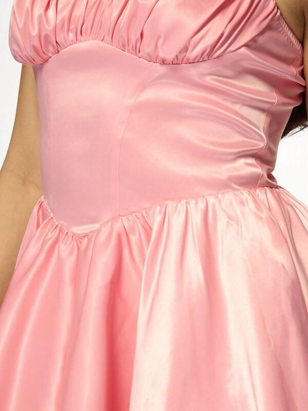 Missguided MISSGUIDED Ruched Bust Satin Sweetheart Neckline Mini Dress