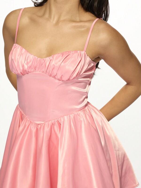 Missguided MISSGUIDED Ruched Bust Satin Sweetheart Neckline Mini Dress