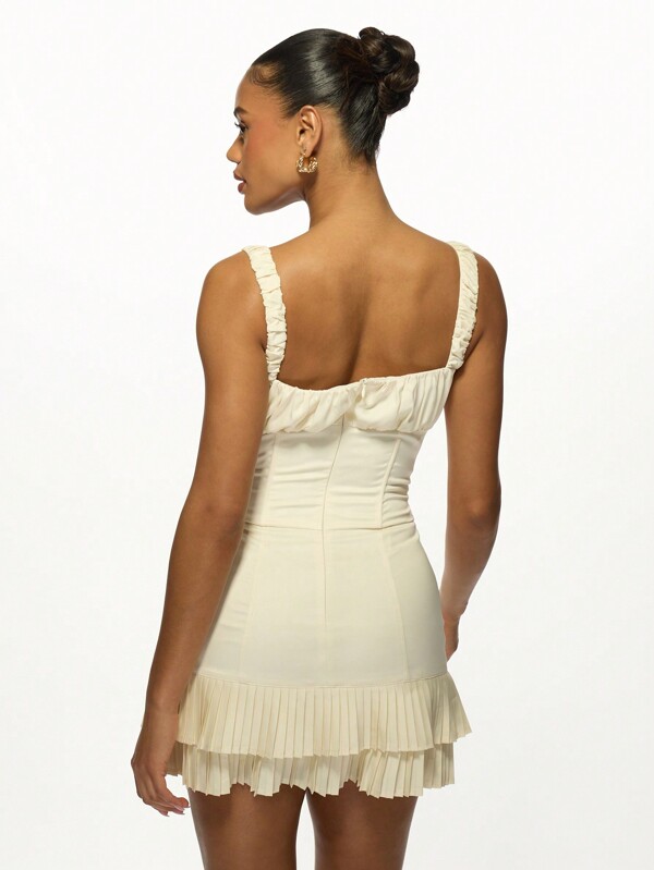 Missguided MISSGUIDED Ruched Corset Mini Dress With Pleated Hem