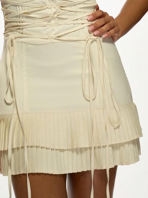Missguided MISSGUIDED Ruched Corset Mini Dress With Pleated Hem