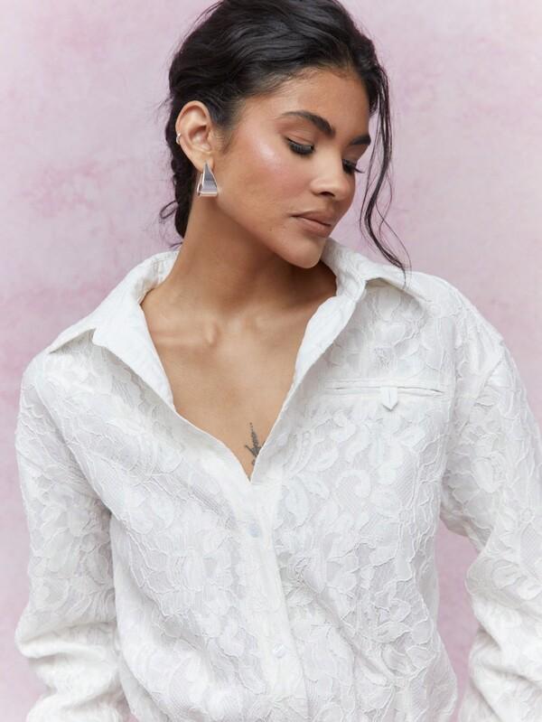Missguided MISSGUIDED Ruched Lace Wrap Dress Detail Shirt Mini Dress