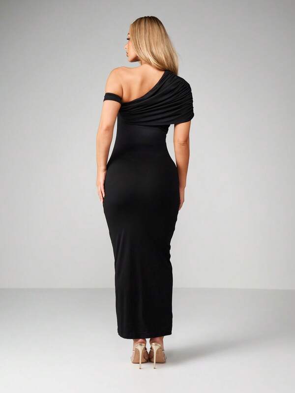 Missguided MISSGUIDED Ruched One Shoulder Bodycon Midaxi Dress