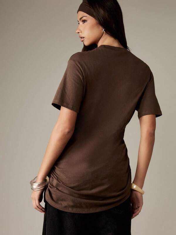 Missguided MISSGUIDED Ruched Side Detail T-Shirt With Gathered Waist