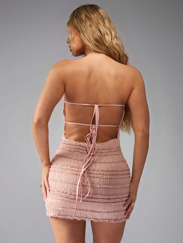 Missguided MISSGUIDED Ruched Strapless Bandeau Bodycon Stretch Mini Dress
