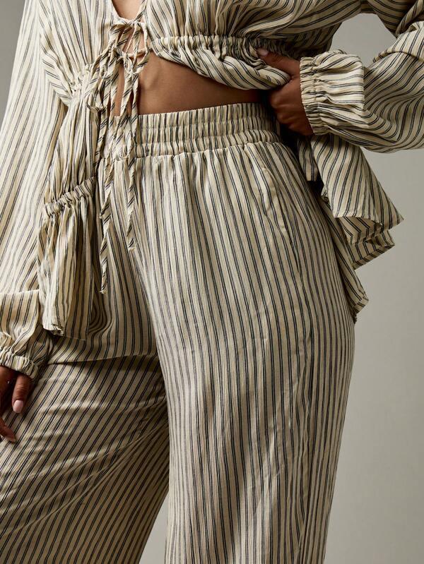 Missguided MISSGUIDED Ruched Two Piece Set With Balloon Sleeves And Wide Leg Pants