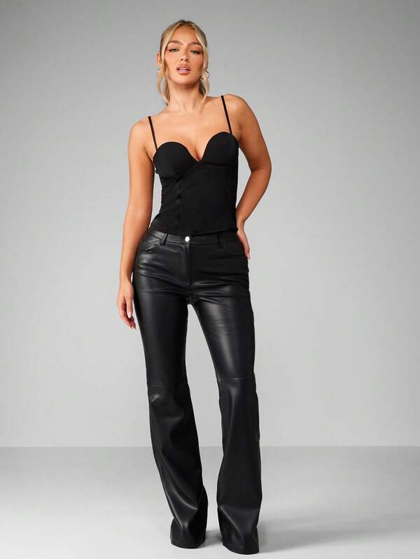 Missguided MISSGUIDED Satin Bustier Corset Style Cami With Spaghetti Straps