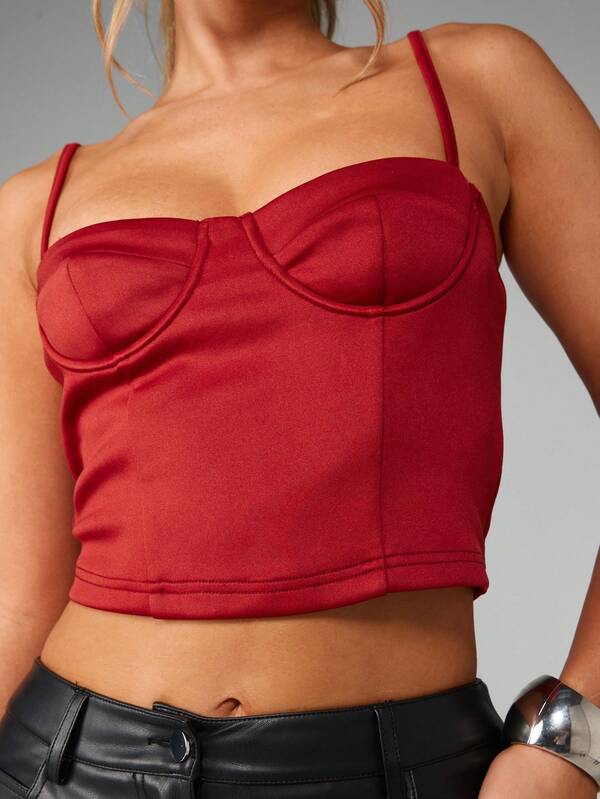 Missguided MISSGUIDED Satin Bustier Corset Top With Adjustable Straps